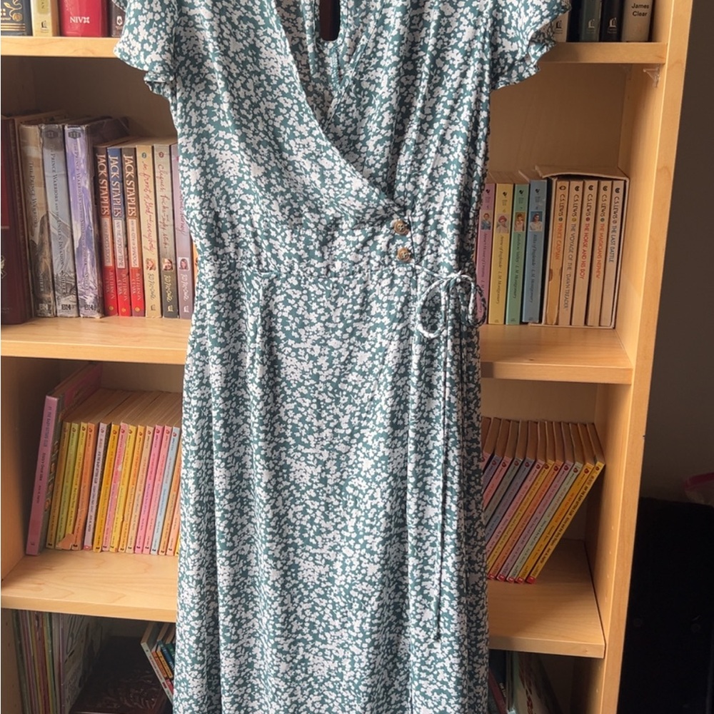 Sienna Sky Teal Patterned Midi Dress
